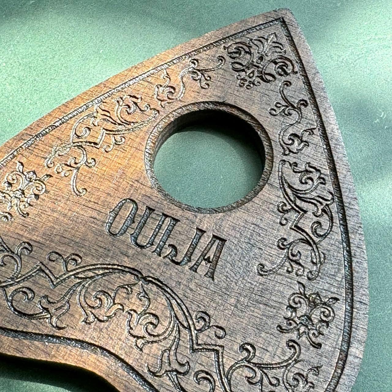 Floral Wooden Planchette, Engraved Spirit Board Pointer, Witchy Divination Decor, Gothic Altar