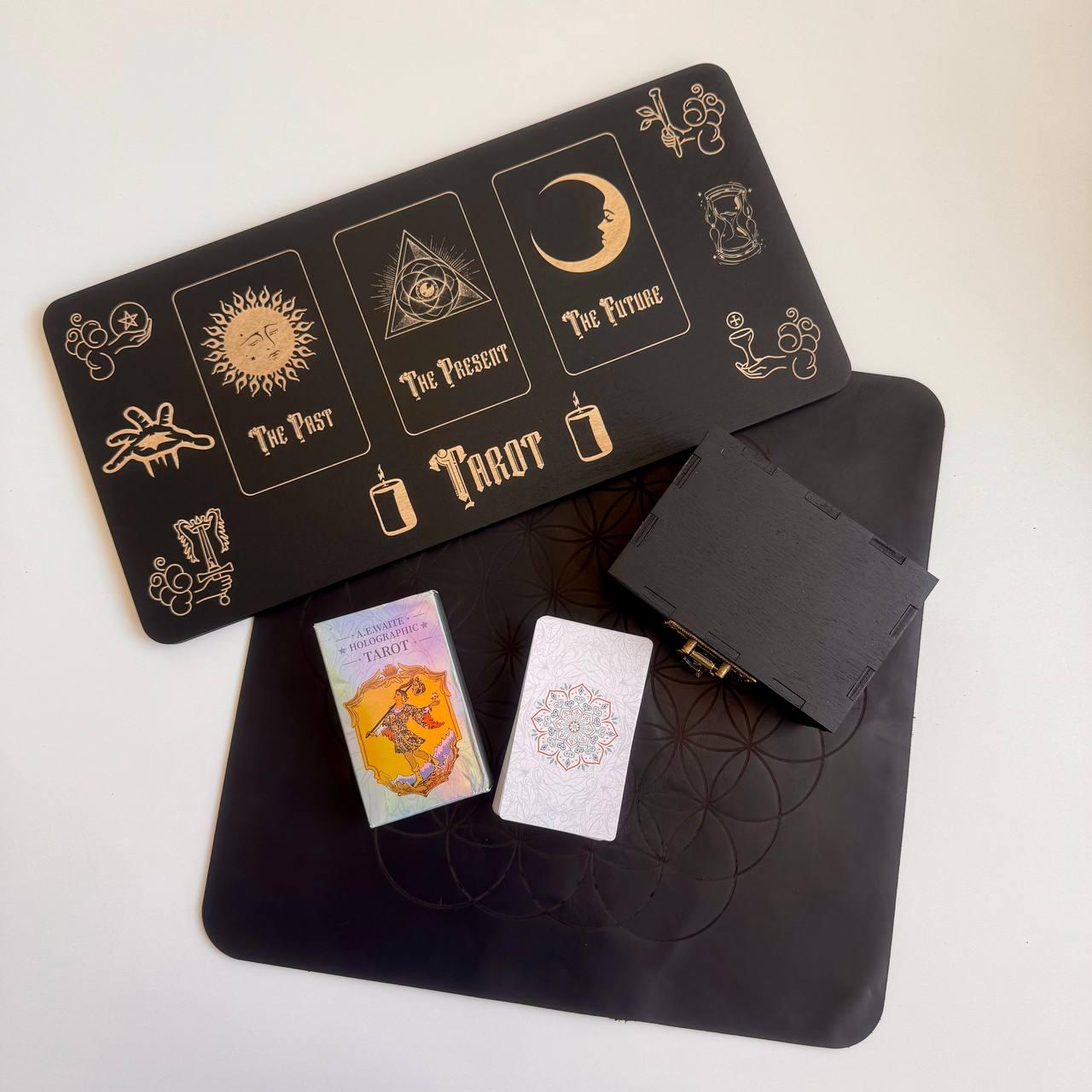 Holographic Rider Waite Tarot Deck Set, Personalized Box