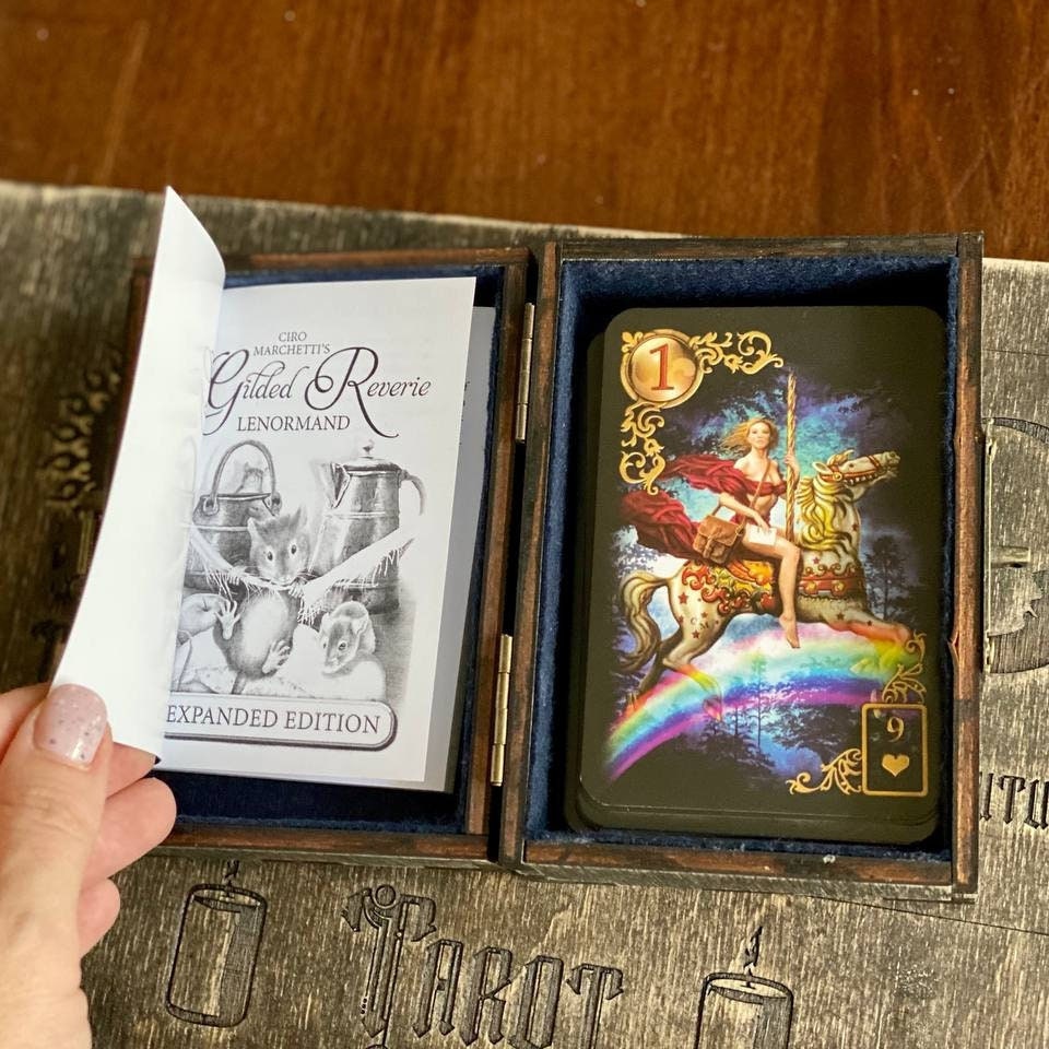Golden Dreams Lenormand Deck, Wooden Box & Reading Board Set