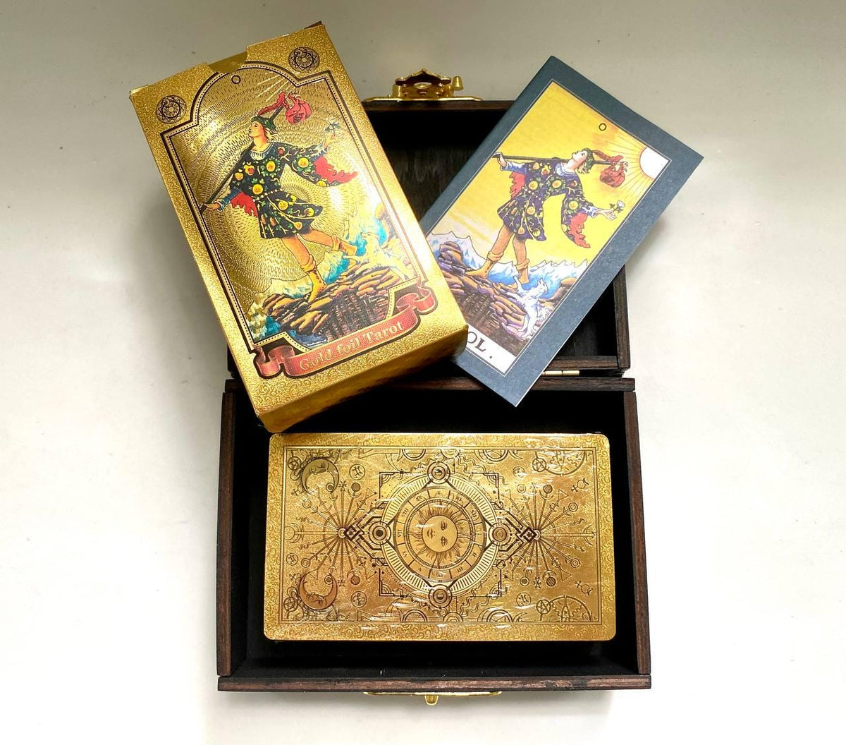 Gold Foil Rider Waite Smith Tarot Deck with Personalized Box