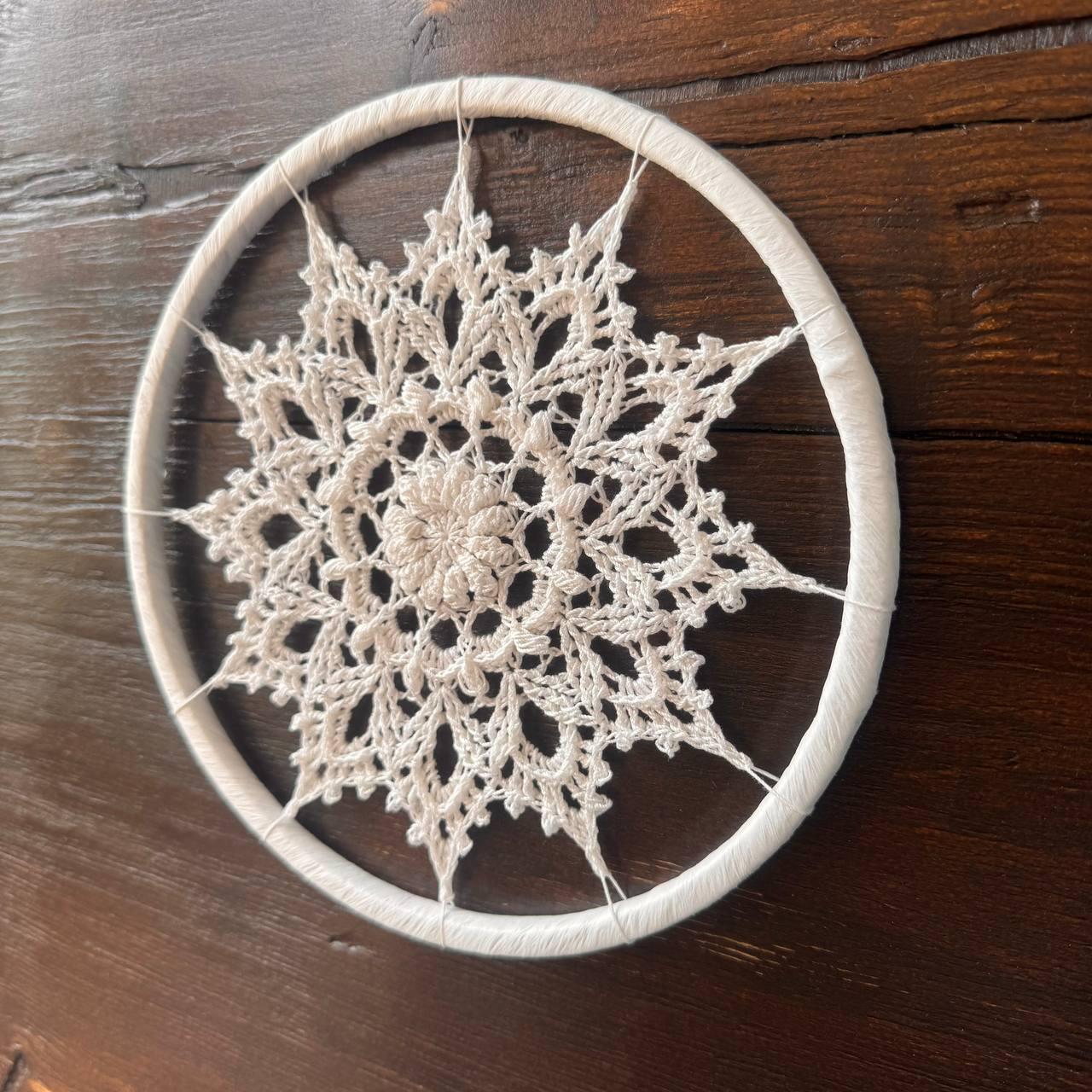 White Crochet Mandala Wall Hanging – Boho Nursery Decor
