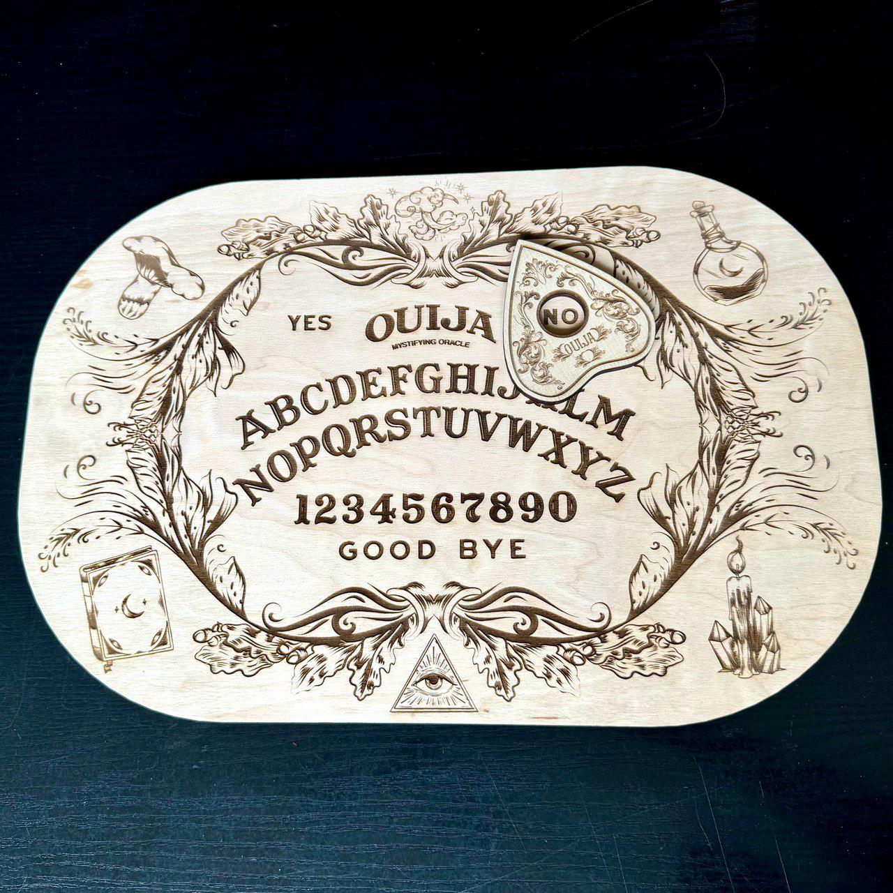 Wooden Ouija Board with Planchette Witch Altar Decor