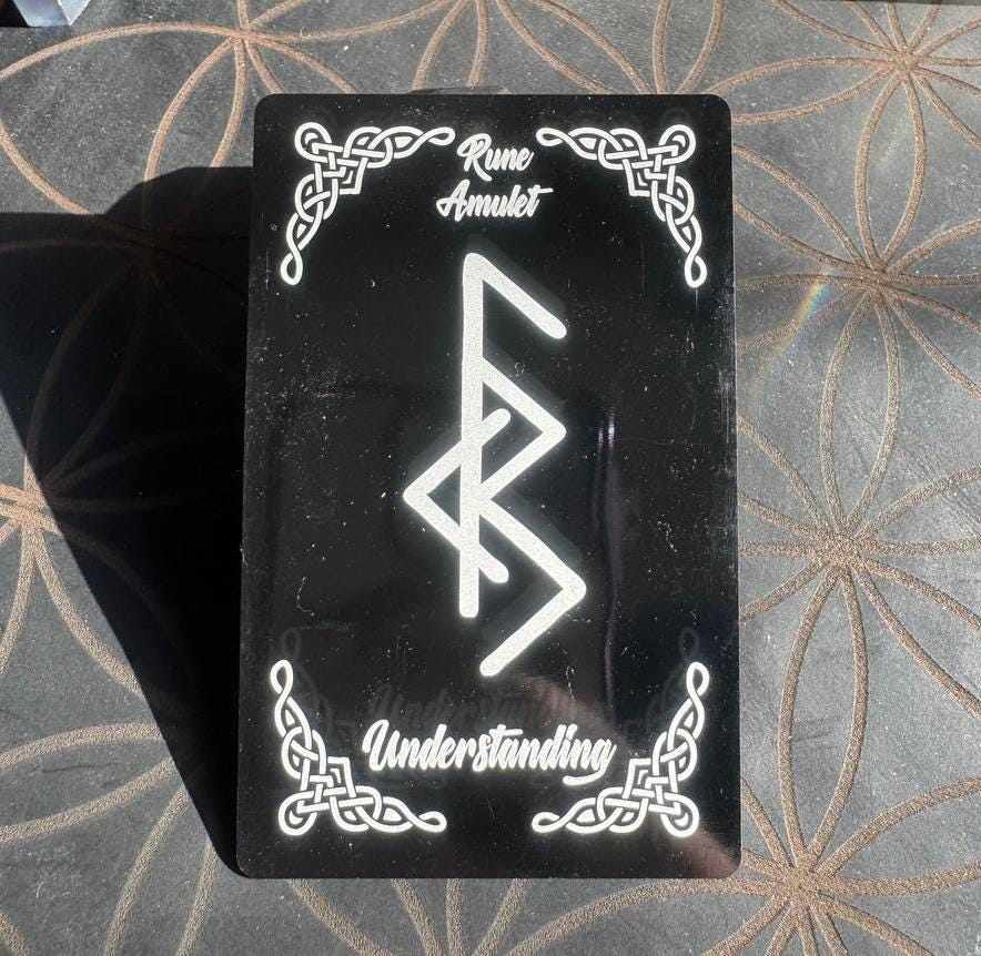 Runic Amulet Card Mutual Understanding, Celtic Talisman, Spiritual Wallet Card, Rune Charm