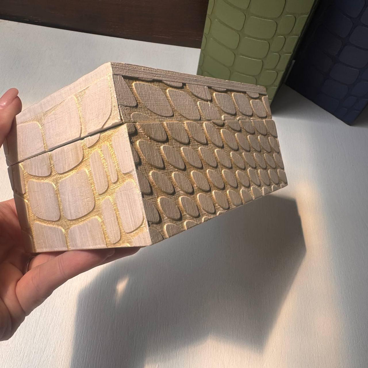 Pearl Reptile Tarot Box – Wooden Crystal & Card Storage