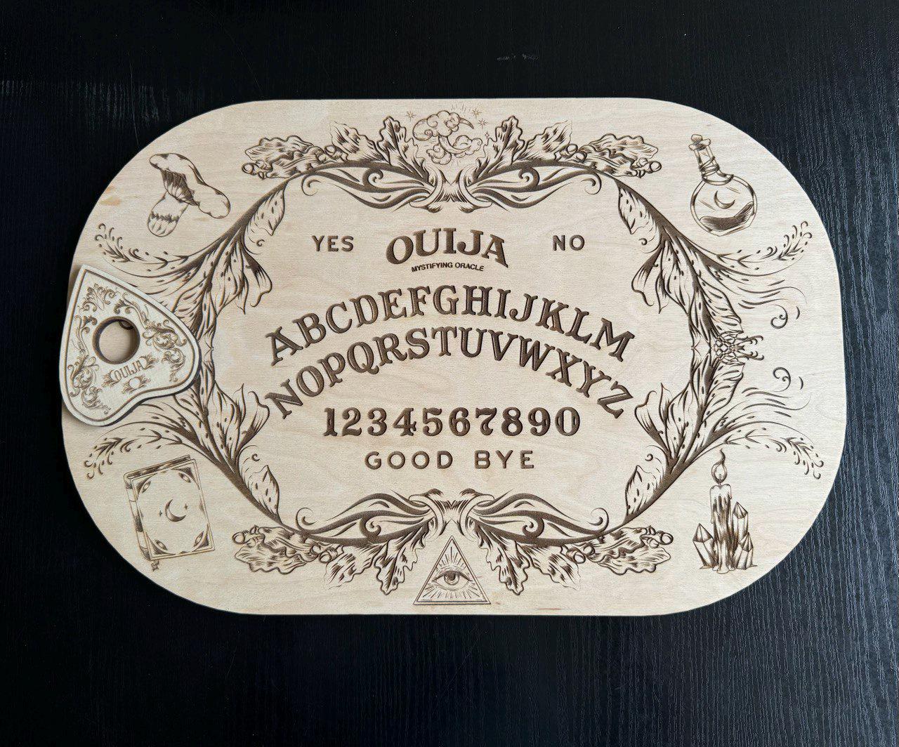 Wooden Ouija Board with Planchette Witch Altar Decor