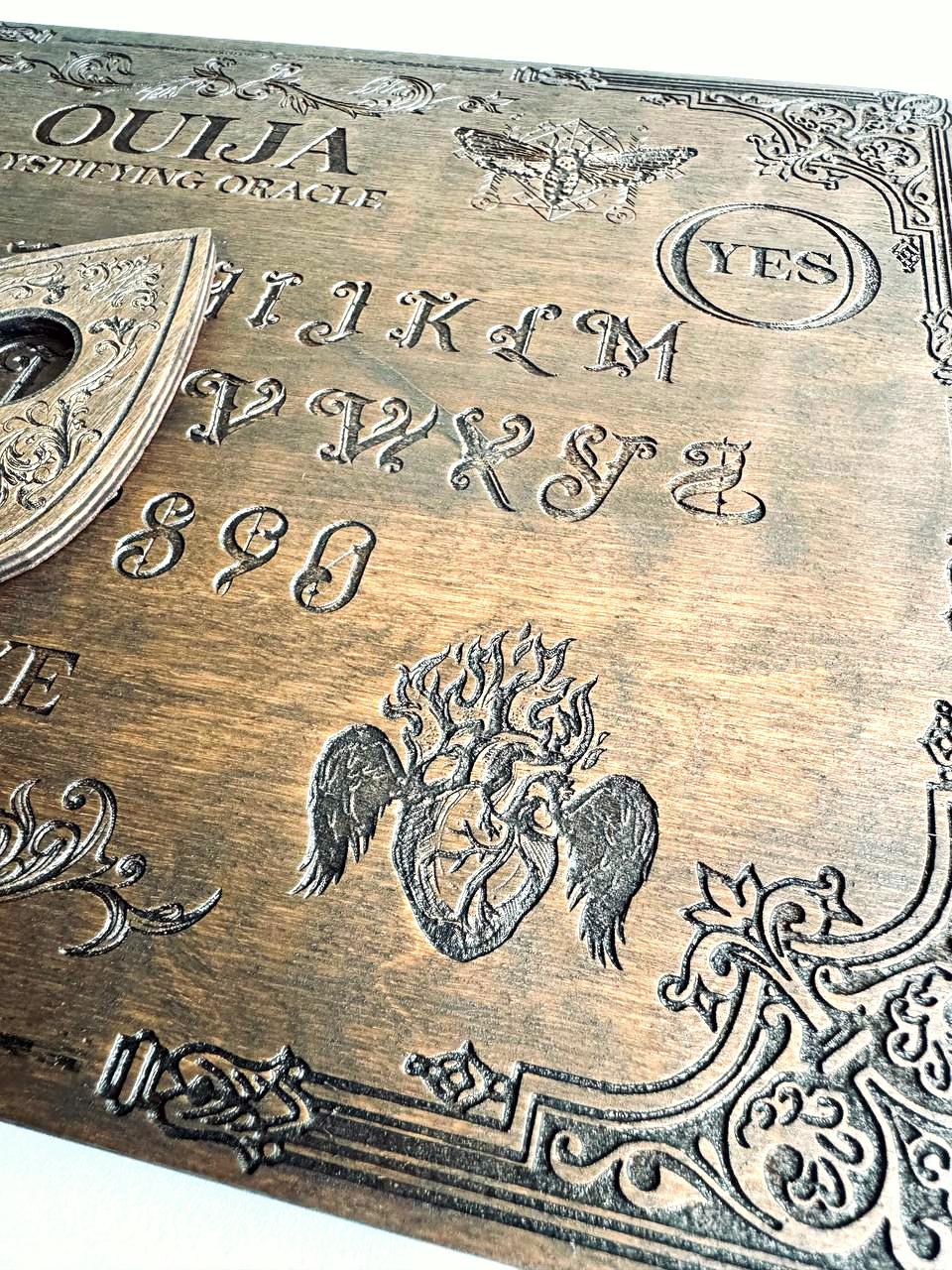 Gothic Ouija Board with Planchette: Victorian Fortune Telling Game