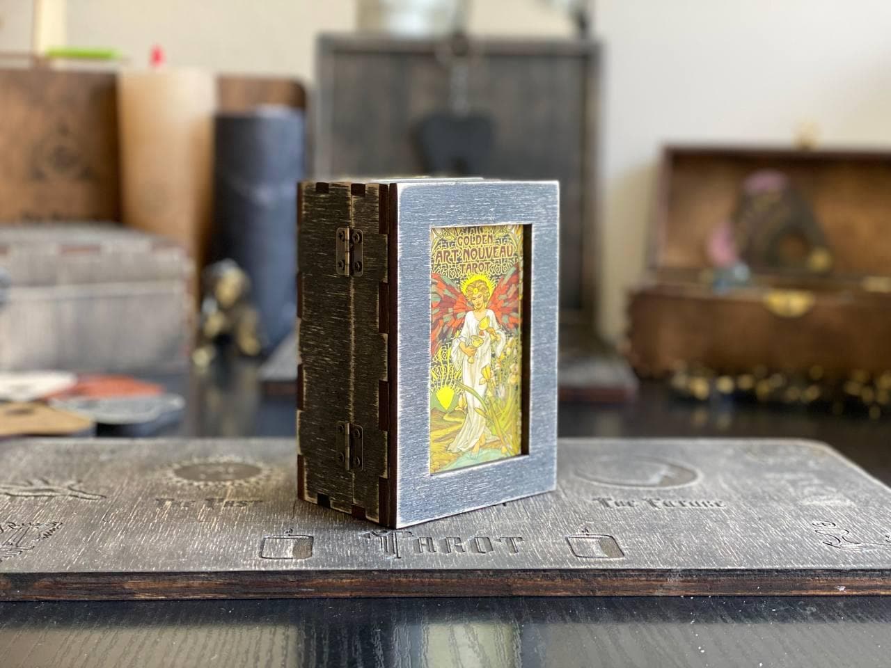Art Nouveau Tarot Deck with Wooden Box & Reading Board Set