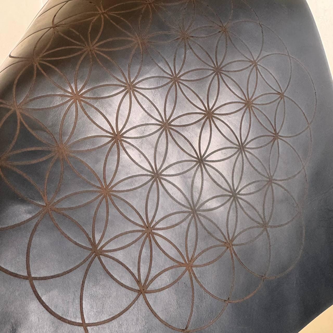Engraved Leather Flower of Life Divination Mat
