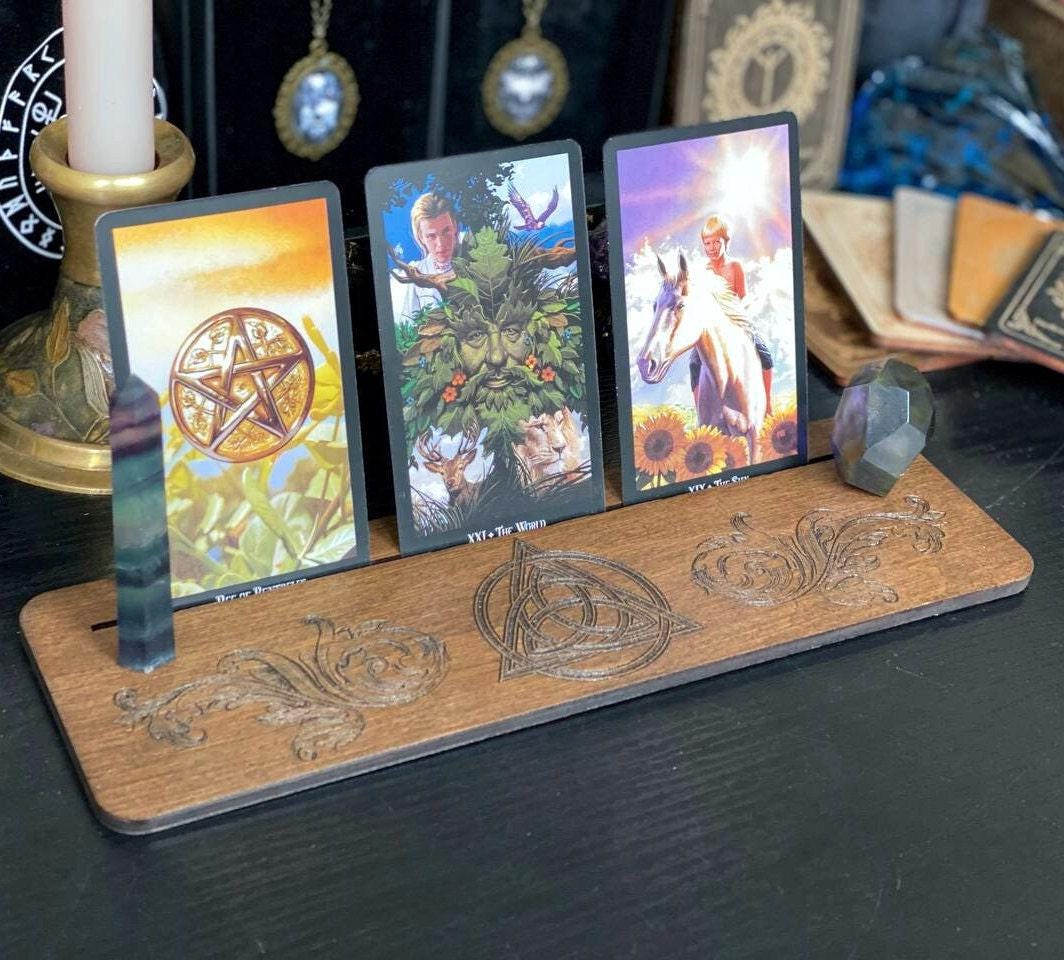 Wooden Tarot Card Holder for Daily Pulls, Personalized Altar Card Stand