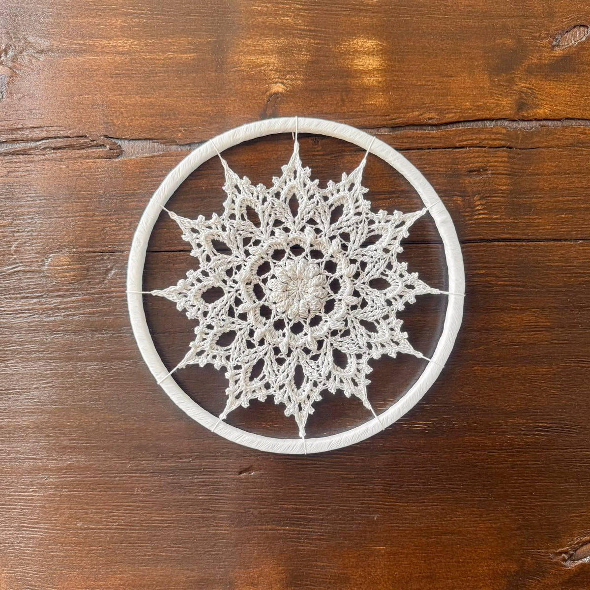 White Crochet Mandala Wall Hanging – Boho Nursery Decor
