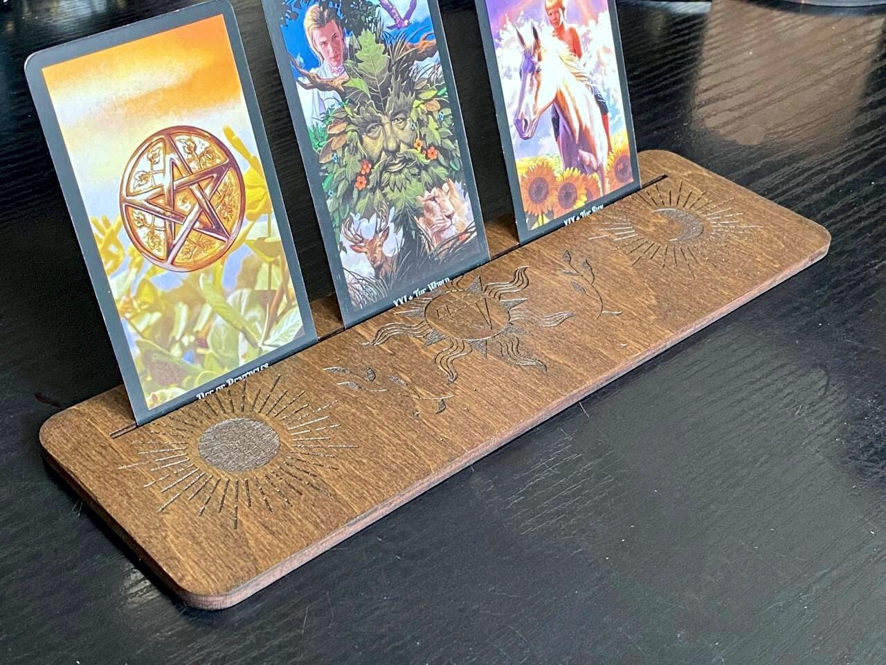 Engraved Rosewood Tarot Card Holder, Oracle Reading Stand