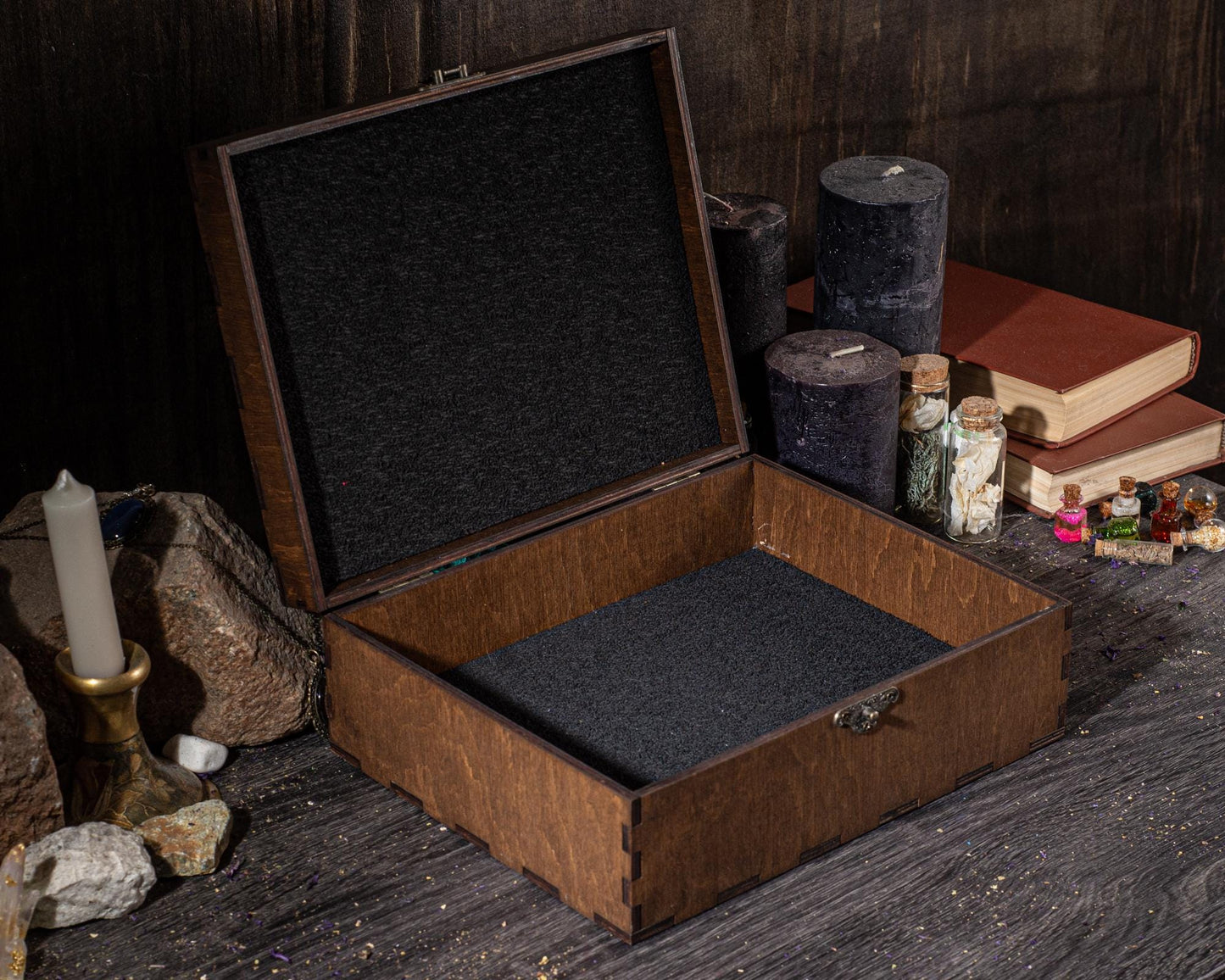 Personalized Wooden Accessories Box – Witchy Storage Chest, Tarot & Crystal Organizer