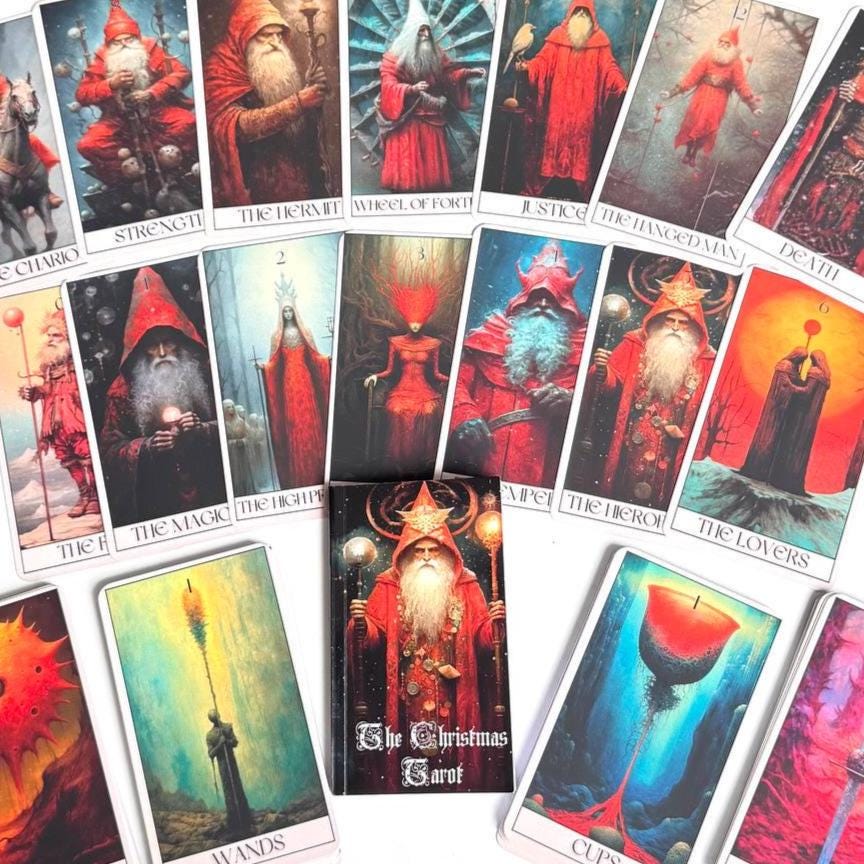 Gothic Christmas Tarot Deck with Wooden Box, 78 Card Set
