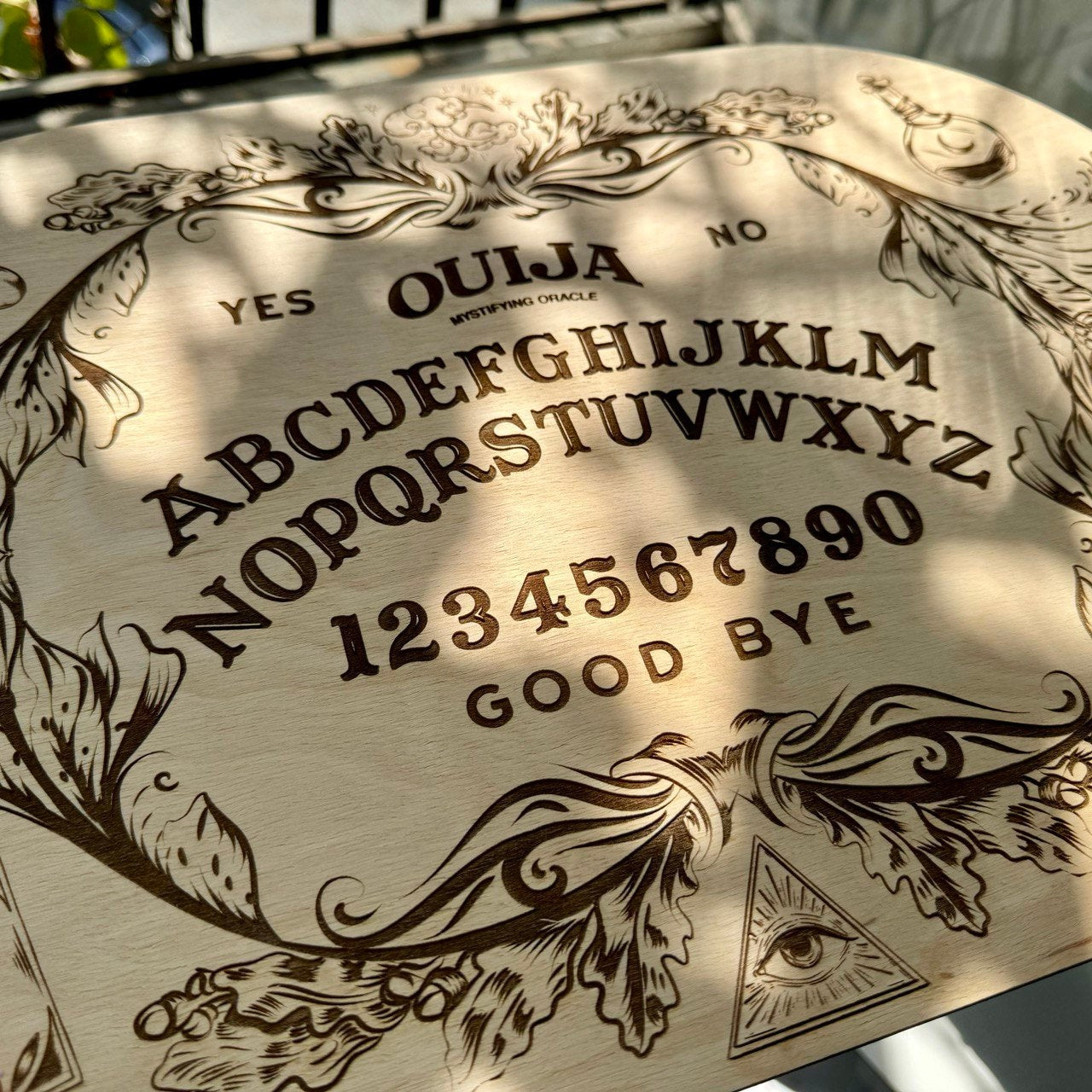 Wooden Ouija Board with Planchette Witch Altar Decor