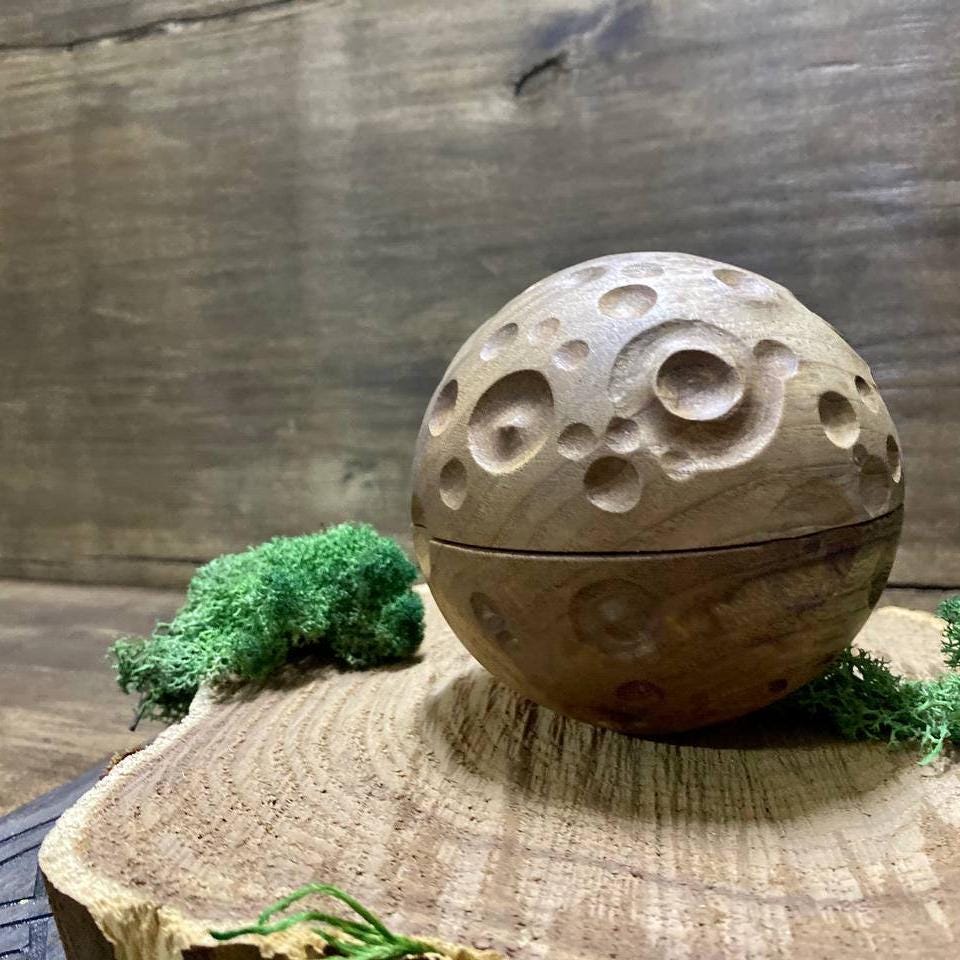 Crescent Moon Tea Light Holder, Walnut or Maple Wood Witch Altar Decor