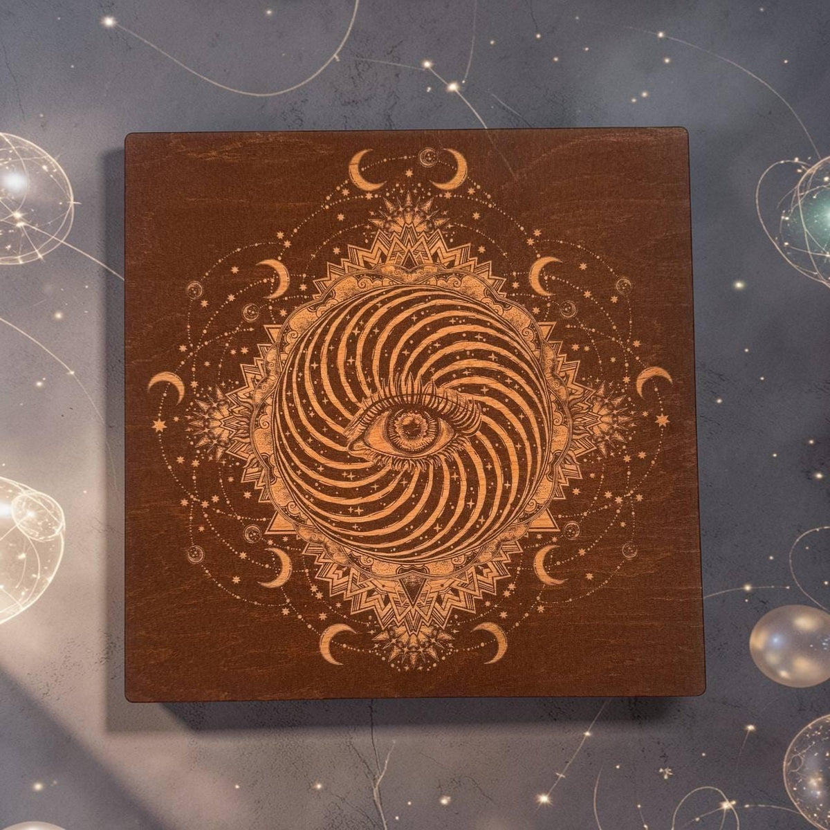 All Seeing Eye Wooden Wall Art, Engraved Occult Decor
