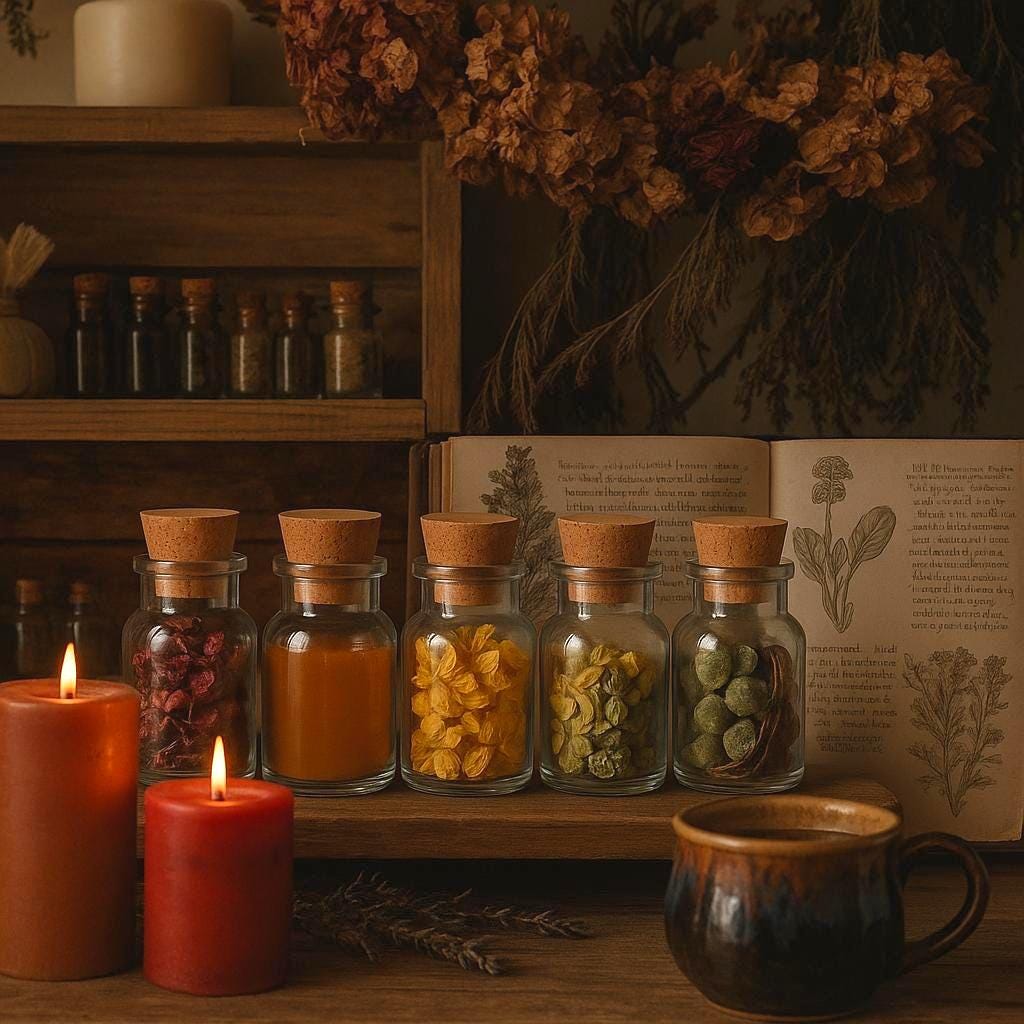 Mini Spell Bottles Set: Witchcraft Apothecary Glass Vials with Cork Lids