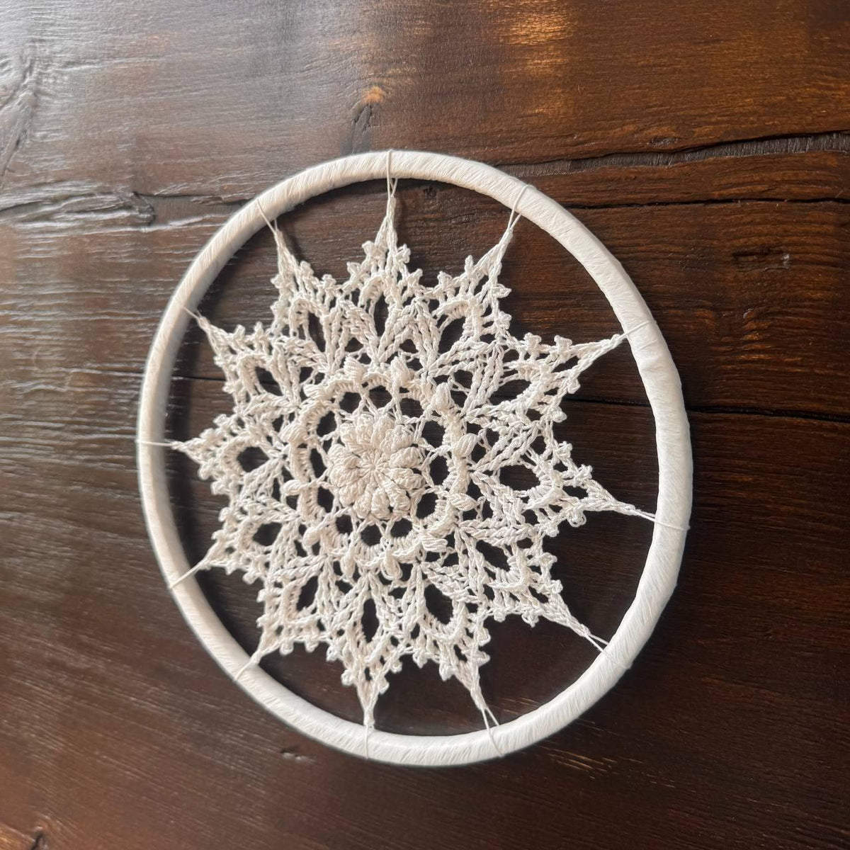 White Crochet Mandala Wall Hanging – Boho Nursery Decor