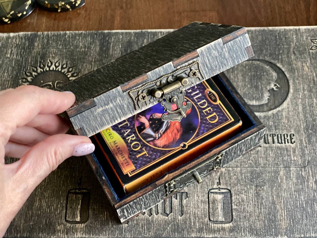 Royal Gilded Tarot Deck with Wooden Box, 78 Card Set