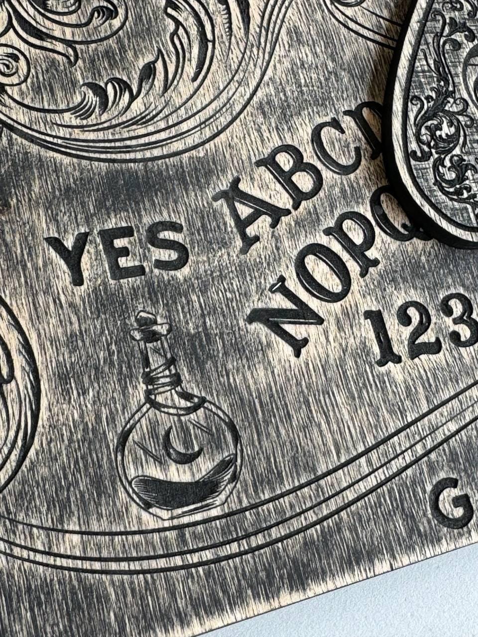 Floral Ouija Board with Planchette: Wooden Talking Spirit Board