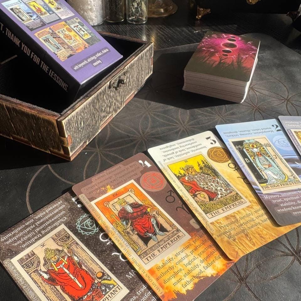 Personalized Rider Waite Tarot Deck, Old Oak Box