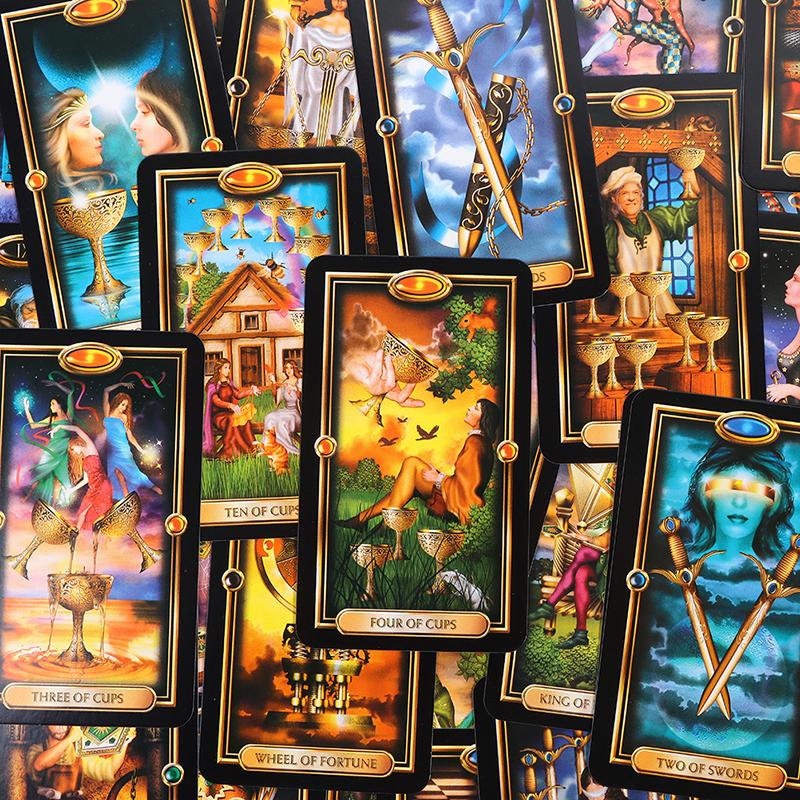 Royal Gilded Tarot Deck with Wooden Box, 78 Card Set