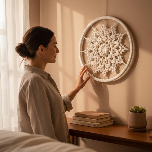 White Crochet Mandala Wall Hanging – Boho Nursery Decor