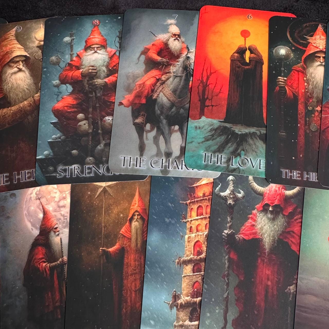 Gothic Christmas Tarot Deck with Wooden Box, 78 Card Set