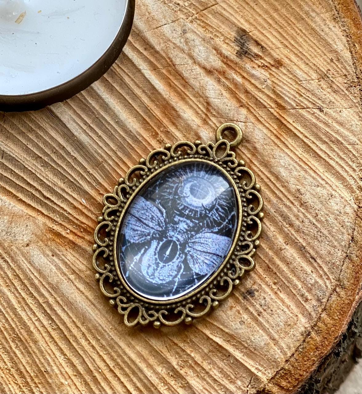 Scarab Beetle Necklace, Egyptian Pendant, Gothic Insect Jewelry, Oval Amulet