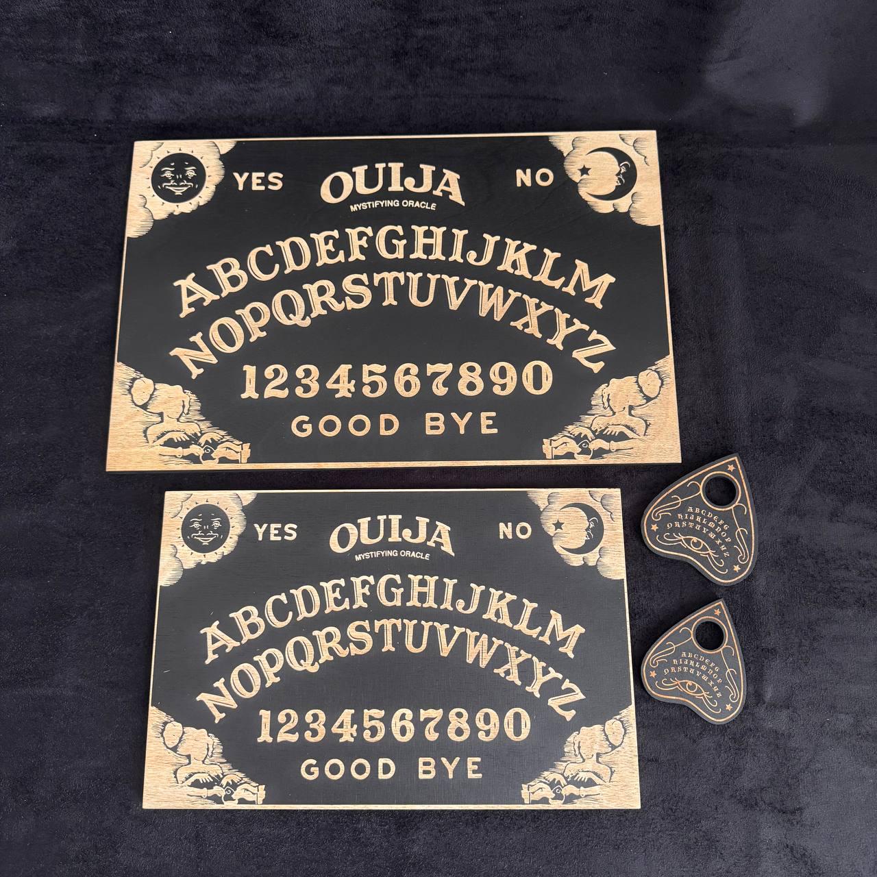 Black Wooden Ouija Board and Planchette Set: Esoteric Talking Spirit Board
