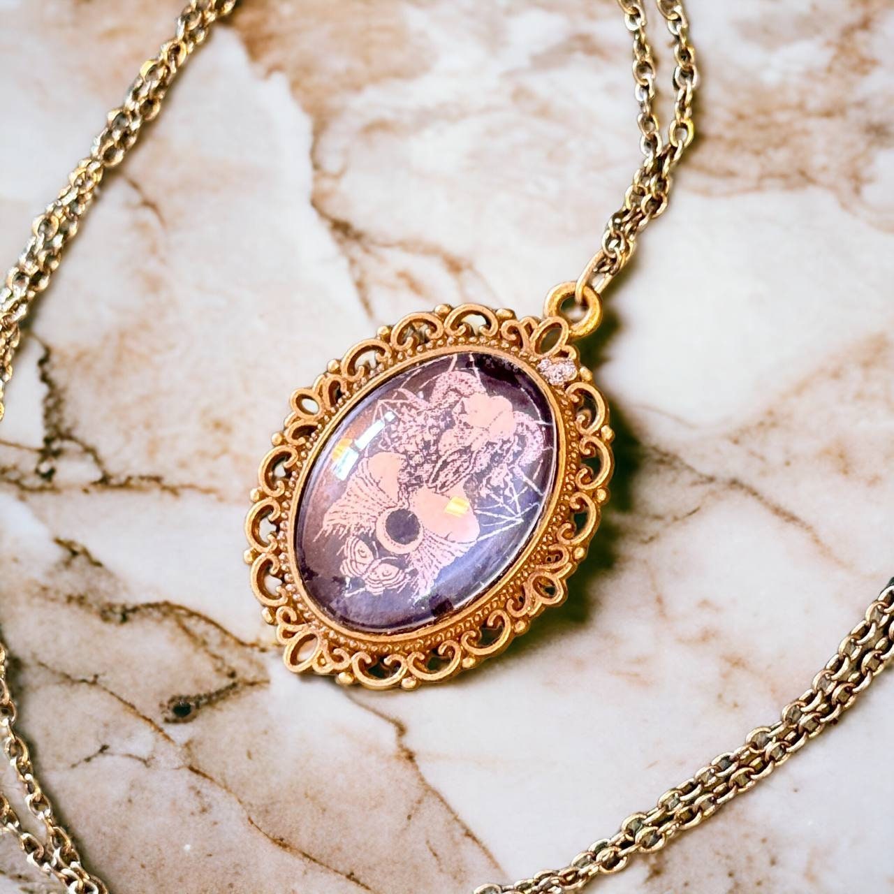 Gothic Cameo Necklace, Vintage Style Pendant, Witch Amulet Jewelry Gift