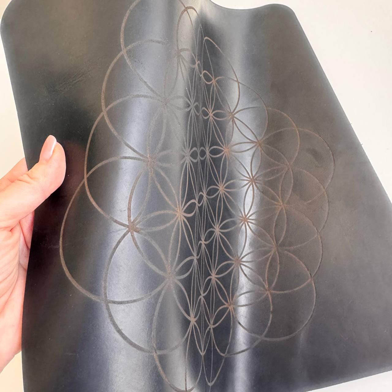 Engraved Leather Flower of Life Divination Mat
