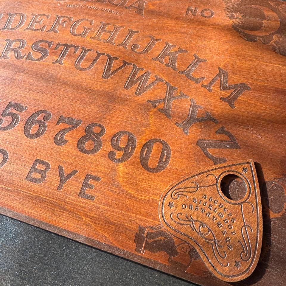 Engraved Wooden Ouija Board with Planchette: Custom Spirit Board