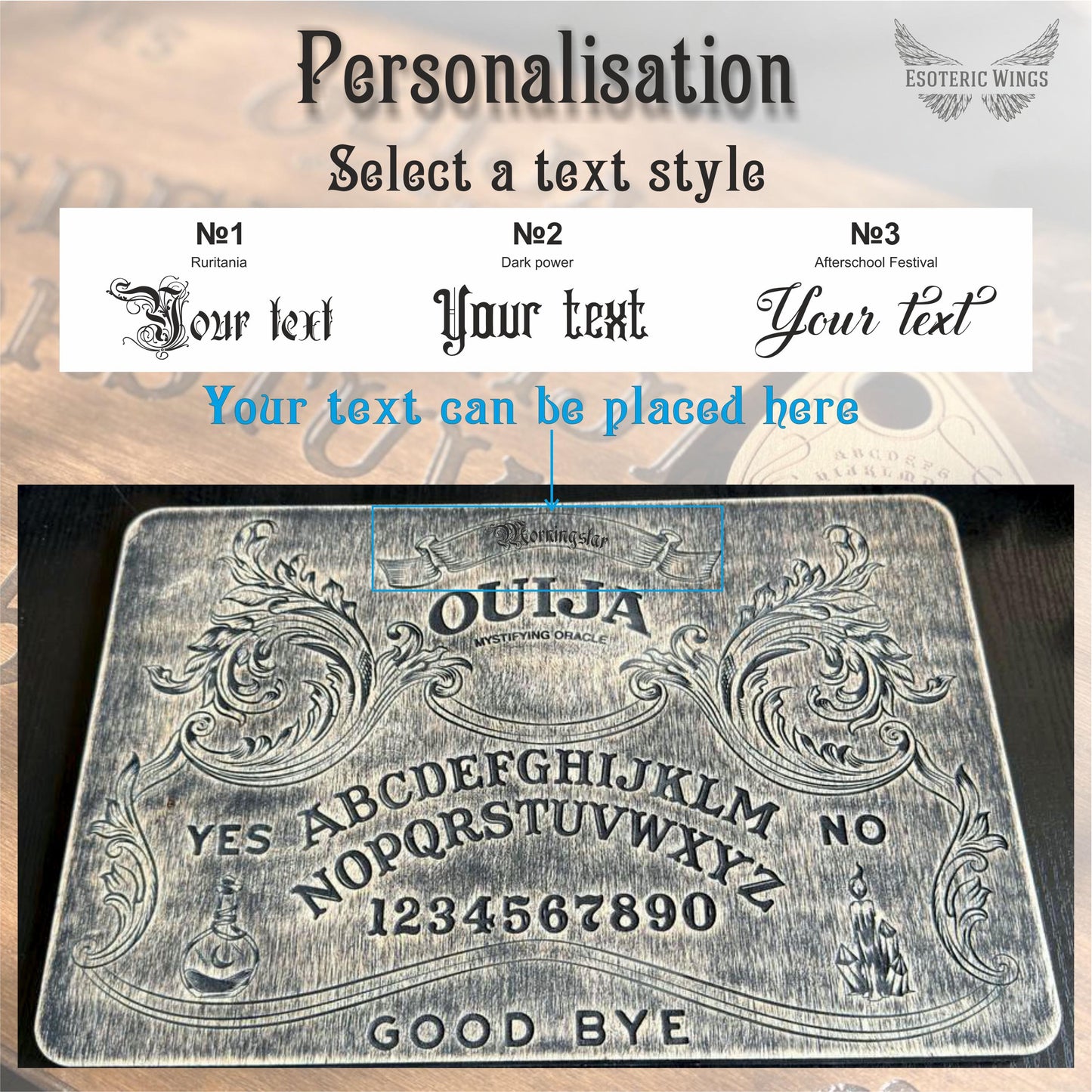 Floral Ouija Board with Planchette: Wooden Talking Spirit Board