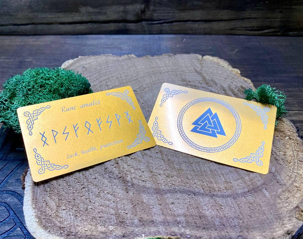 Luck, Health, Protection Amulet, Rune Amulet Cards for Luck Health Protection, Norse Symbol Talisman Set