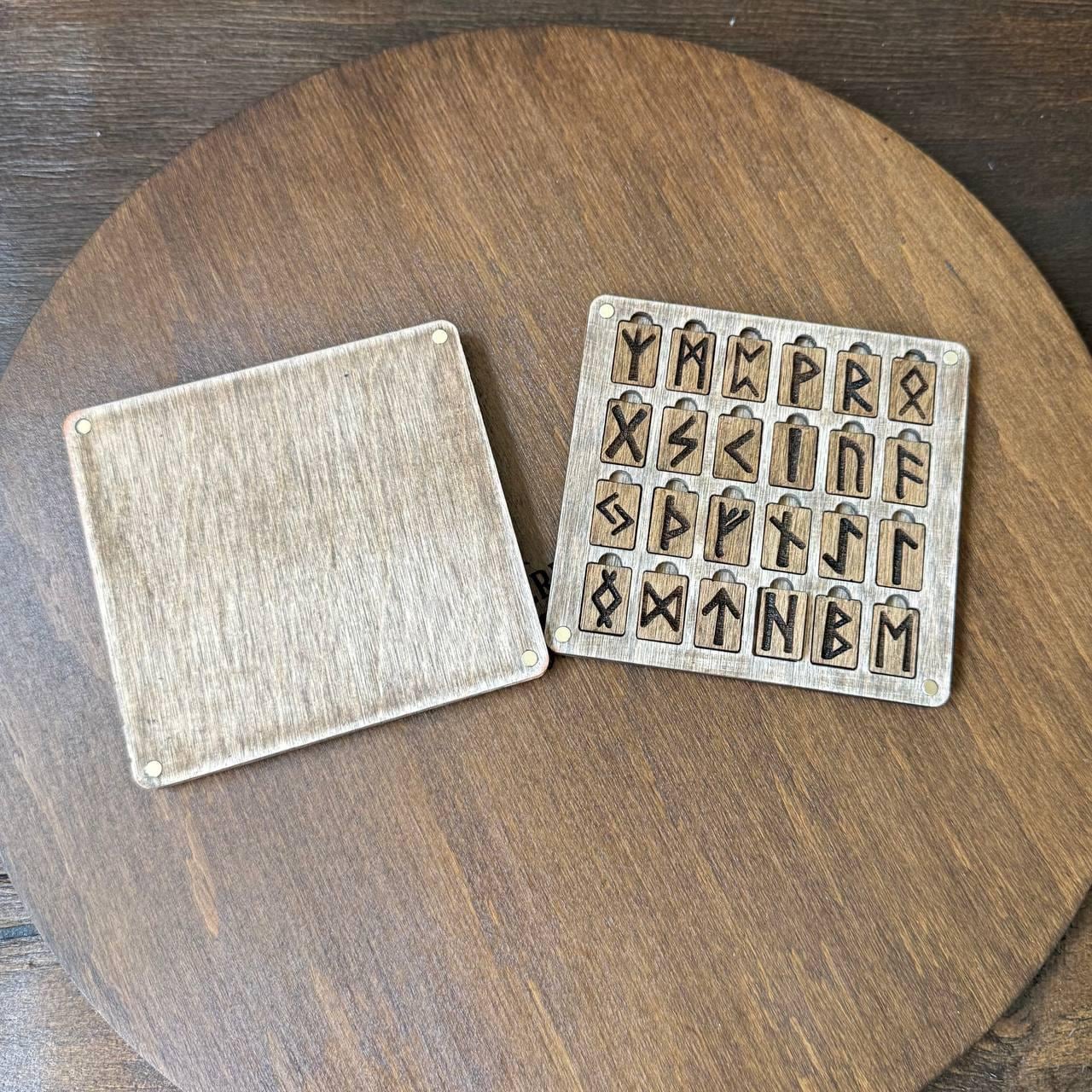 Mini Runes Set Pocket Wooden Elder Futhark with Magnetic Lid, Travel Rune Stones