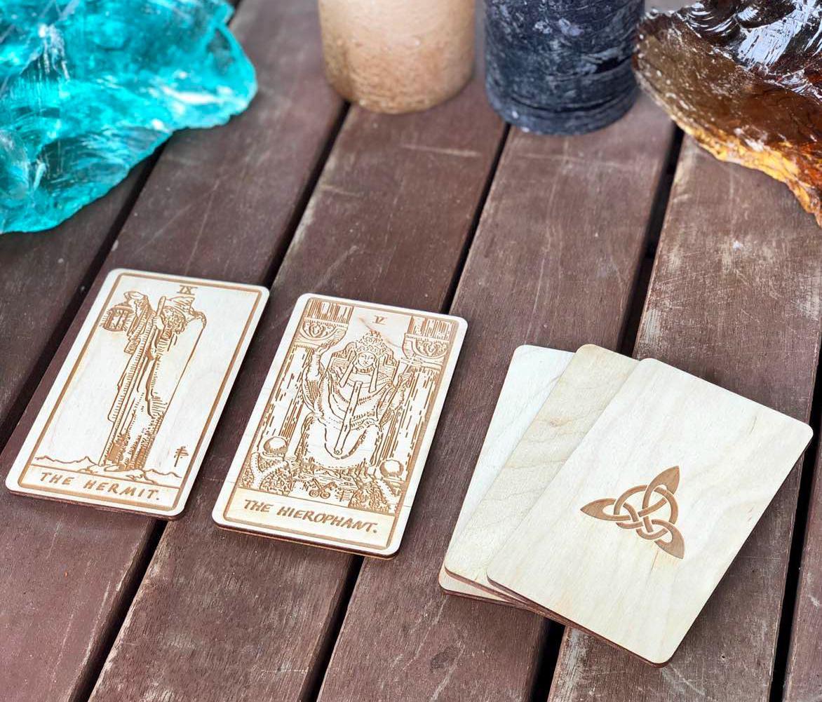 Wheel of Fortune Tarot Card Wooden Rider–Waite–Smith Major Arcana