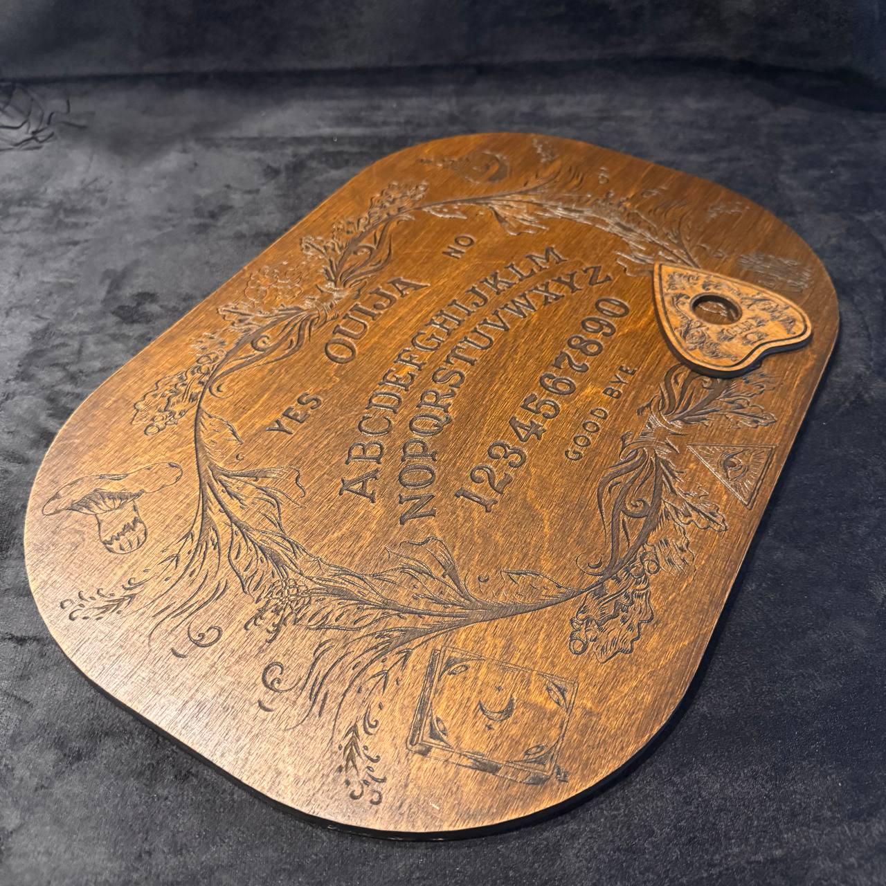 Wooden Ouija Board with Planchette, Gothic Spirit Game for Ritual Decor