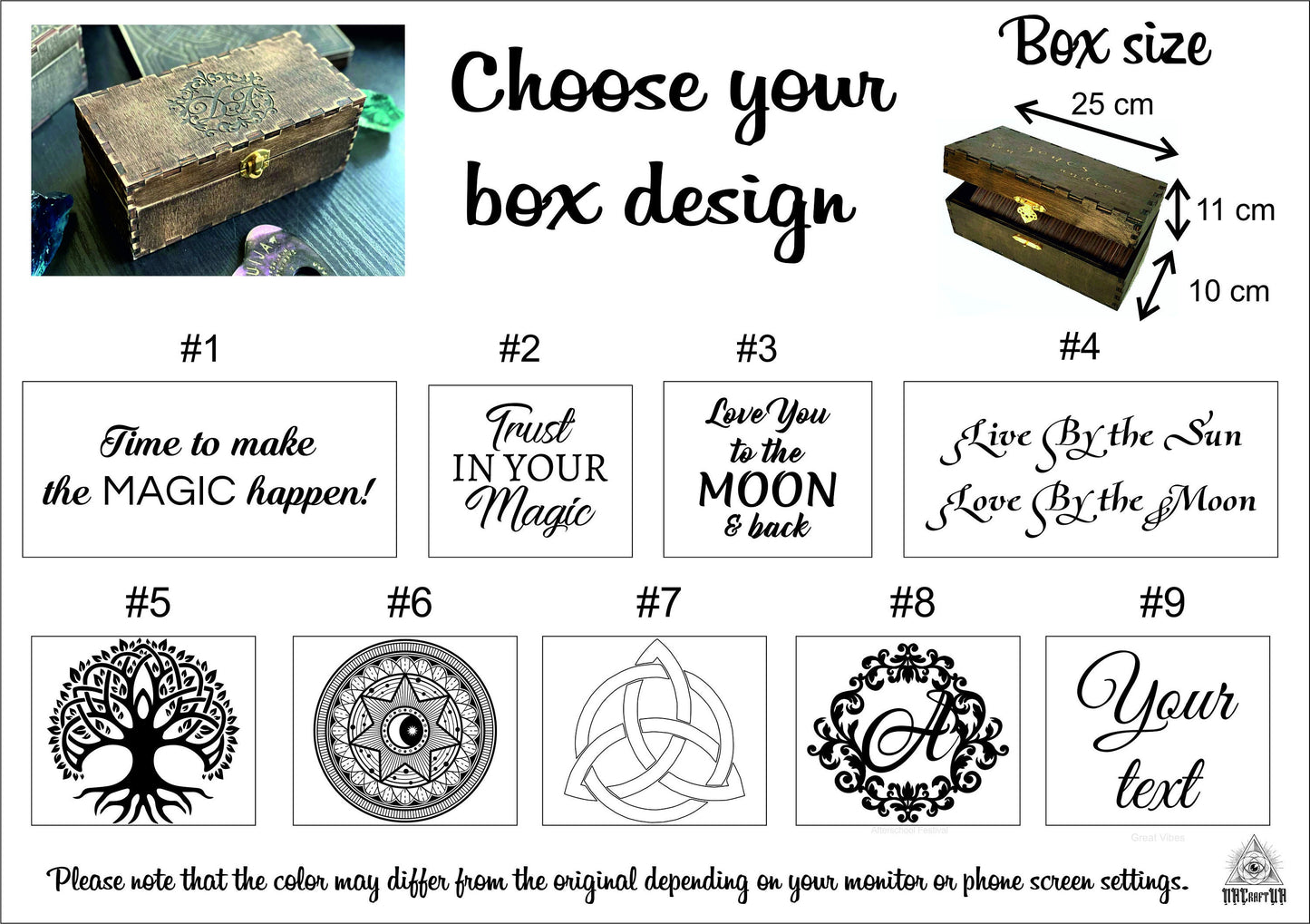 Personalized Witch Altar Box, Wooden Tarot Storage Chest, Pagan Ritual Organizer