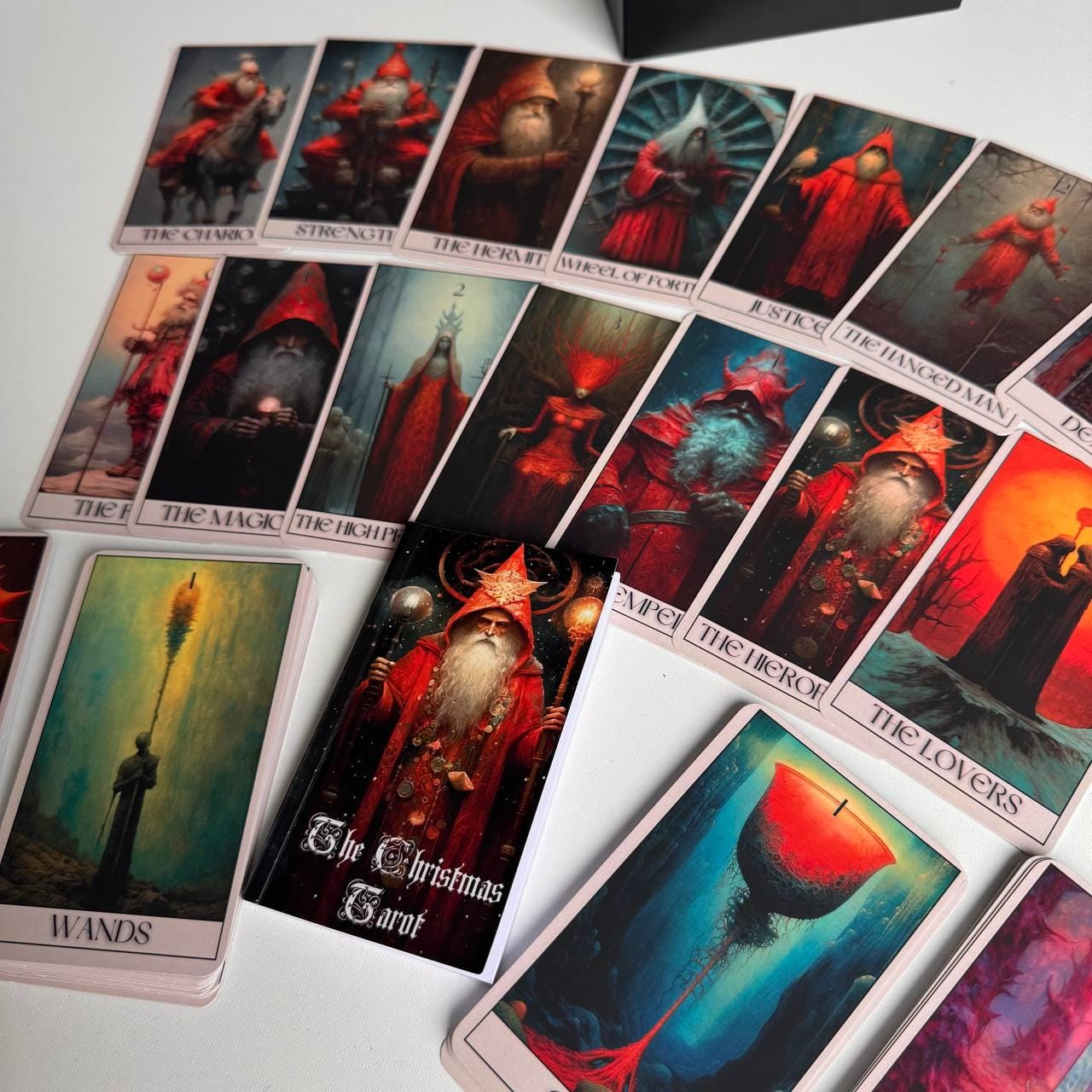 Gothic Christmas Tarot Deck with Wooden Box, 78 Card Set