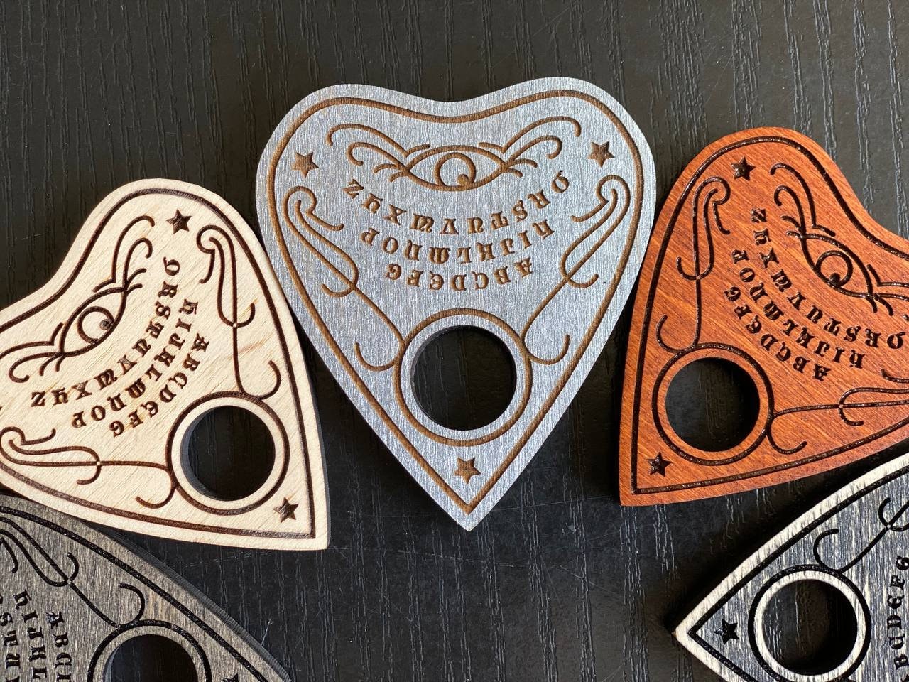 Engraved Wooden Planchette for Ouija Board: Esoteric Talking Board Tool