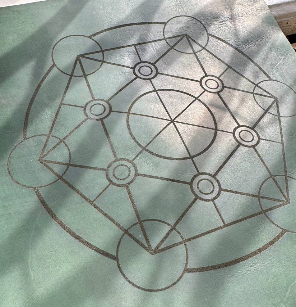 Leather Pendulum Mat with Metatron Zodiac Circle