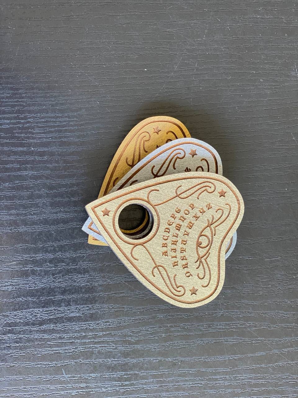 Engraved Wooden Planchette for Ouija Board: Esoteric Talking Board Tool