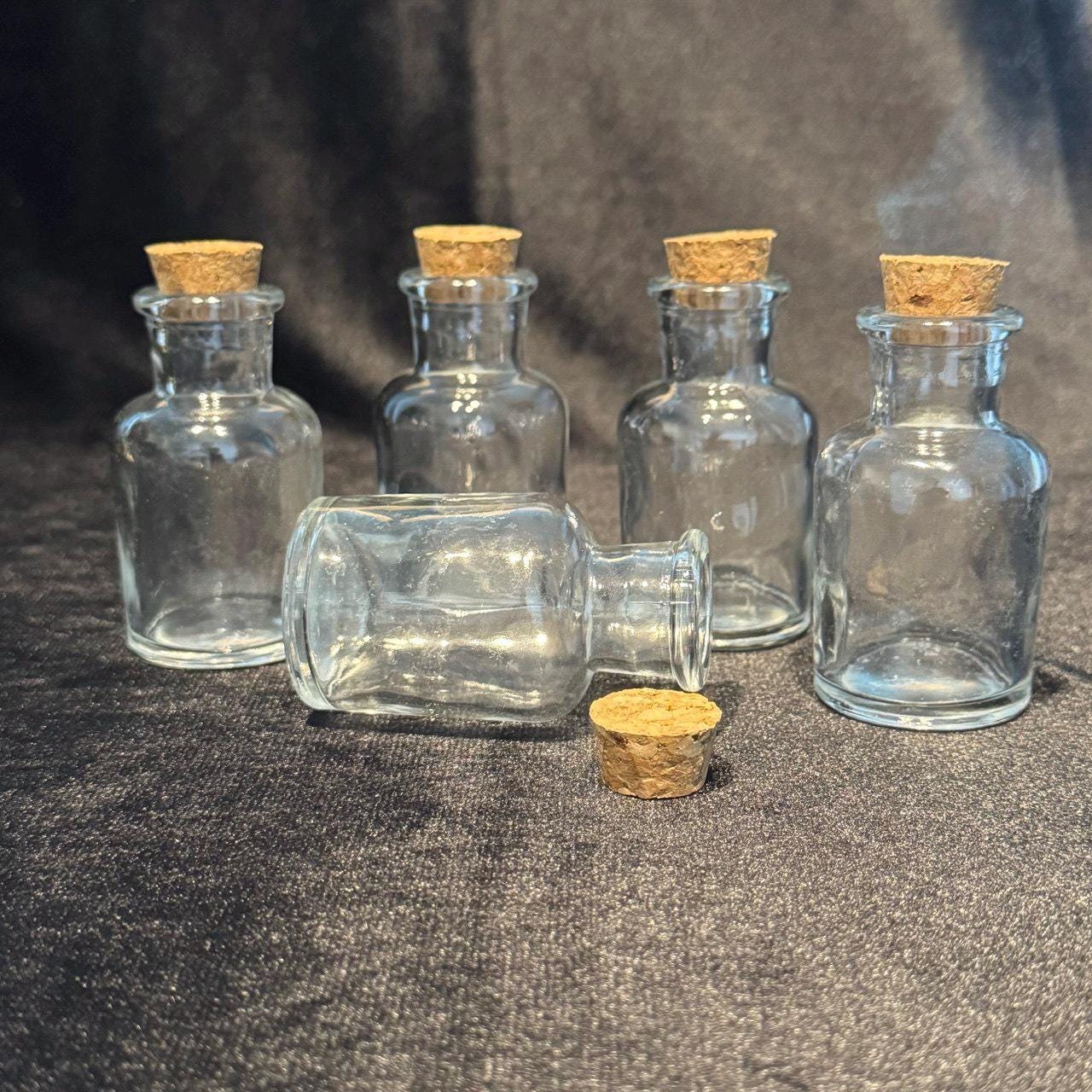 Mini Spell Bottles Set: Witchcraft Apothecary Glass Vials with Cork Lids