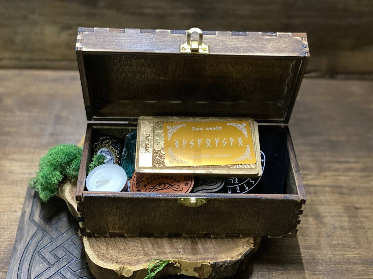 Personalized Witch Altar Box, Wooden Tarot Storage Chest, Pagan Ritual Organizer
