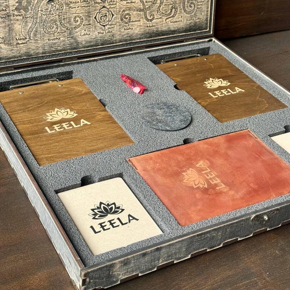 Wooden Leela Game – Spiritual Board Game With Engraved Sanskrit Symbols