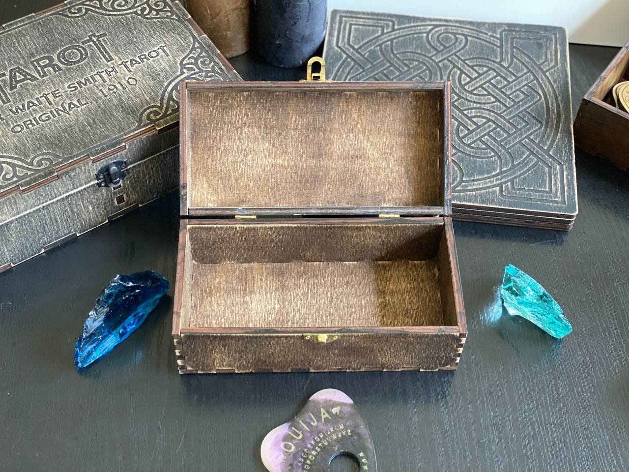 Personalized Witch Altar Box, Wooden Tarot Storage Chest, Pagan Ritual Organizer