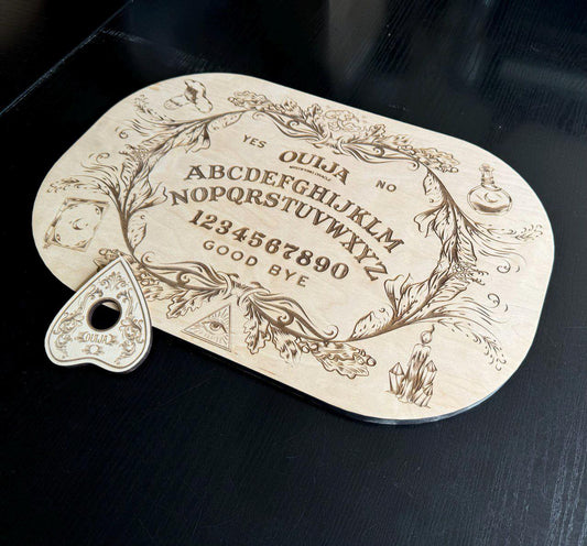Wooden Ouija Board with Planchette Witch Altar Decor
