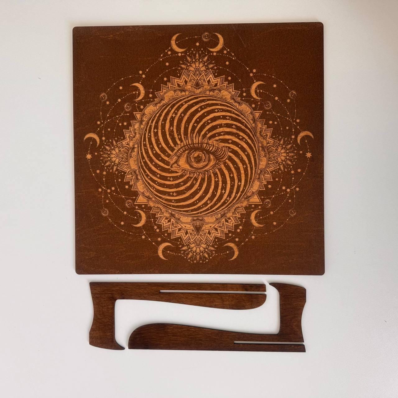 All Seeing Eye Wooden Wall Art, Engraved Occult Decor