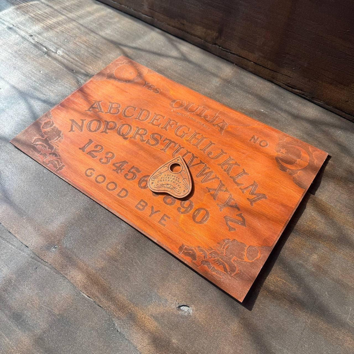 Engraved Wooden Ouija Board with Planchette: Custom Spirit Board
